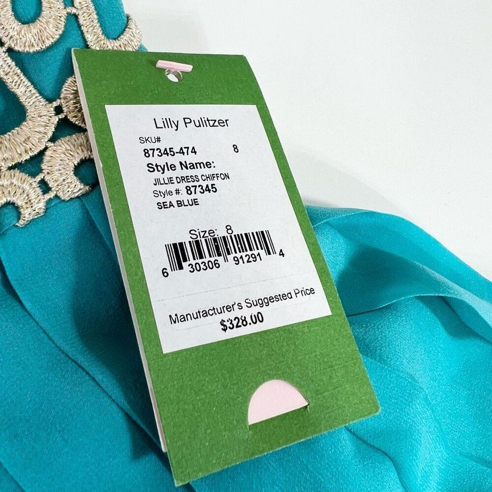 Lilly Pulitzer Jillie Chiffon Strapless Dress Women's 8 Silk Empire Mini NWT - Picture 3 of 13